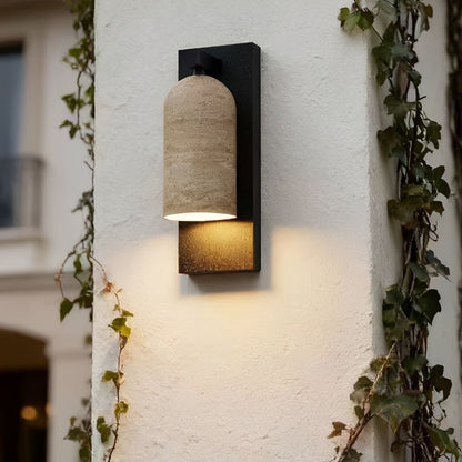 Waterproof Vintage Coastal Cylinder Stone LED Outdoor Wall Light - Flyachilles
