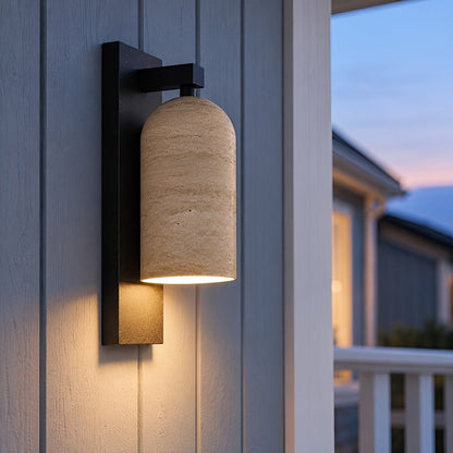 Waterproof Vintage Coastal Cylinder Stone LED Outdoor Wall Light - Flyachilles