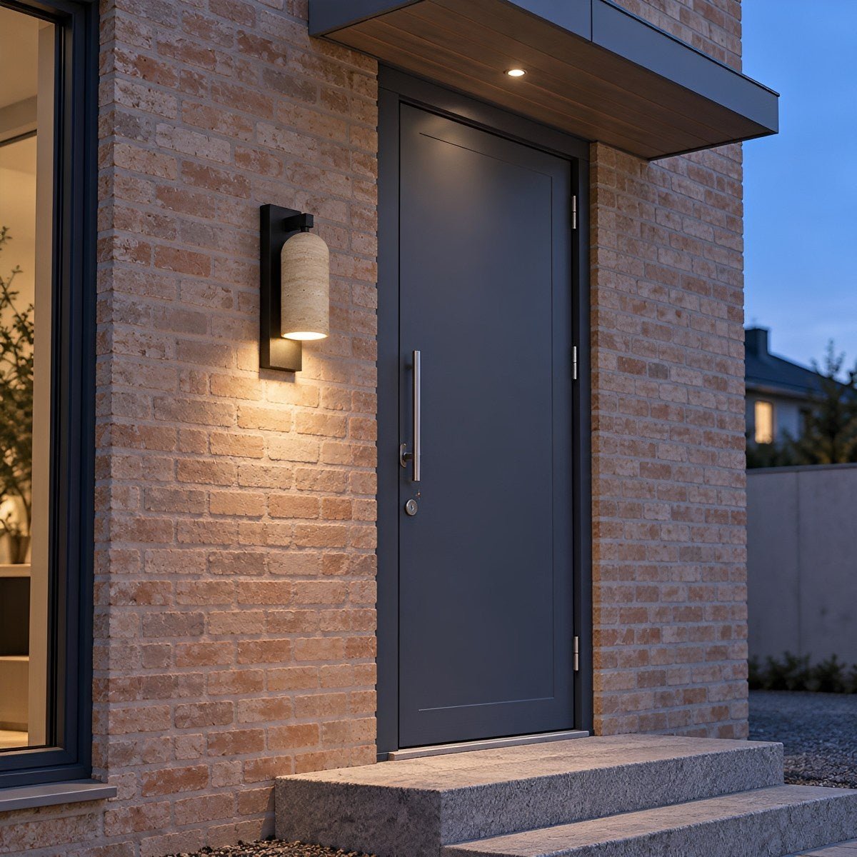 Waterproof Vintage Coastal Cylinder Stone LED Outdoor Wall Light - Flyachilles