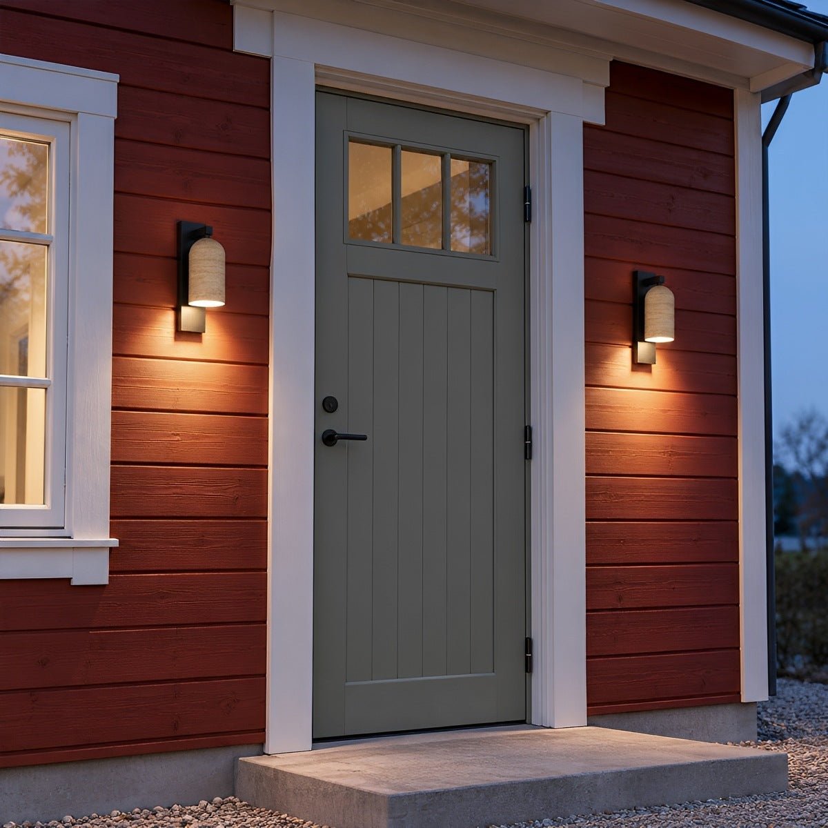 Waterproof Vintage Coastal Cylinder Stone LED Outdoor Wall Light - Flyachilles