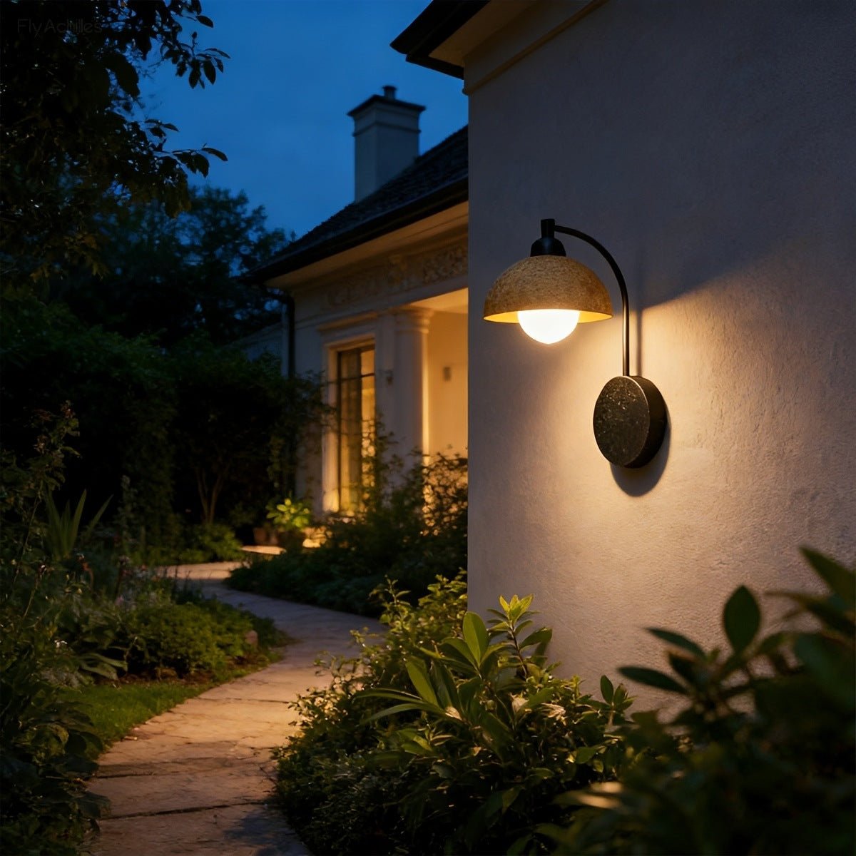 Waterproof Vintage Coastal Travertine Dome LED Outdoor Wall Light - Flyachilles