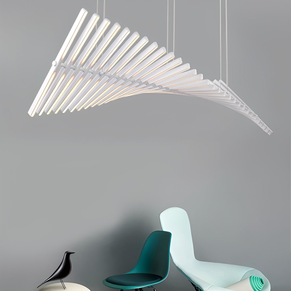 Waves Fishbone Fish Skeleton Strip Stepless Dimming LED Nordic Chandelier Pendant Light - Flyachilles