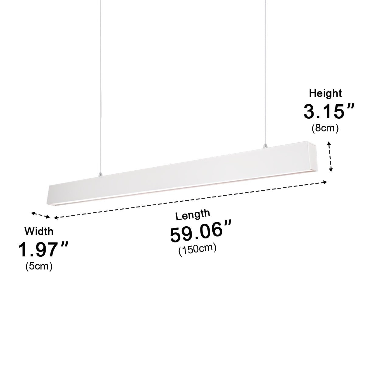 White Modern Minimalist Linear LED Long Strip Office Ceiling Pendant Lights - Flyachilles