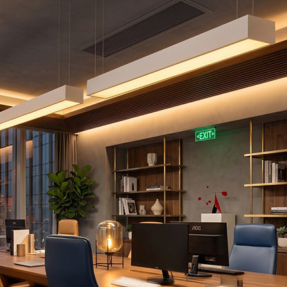 White Rectangle Strip LED Modern Recessed Hanging Linear Light - Flyachilles