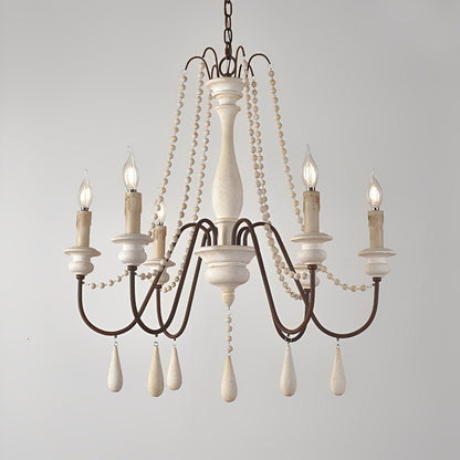 Wood Vintage Rustic Candle Chandelier Light - Flyachilles