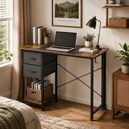 Wooden Writing Desk with Drawer &amp; Hook for Home Office - Flyachilles